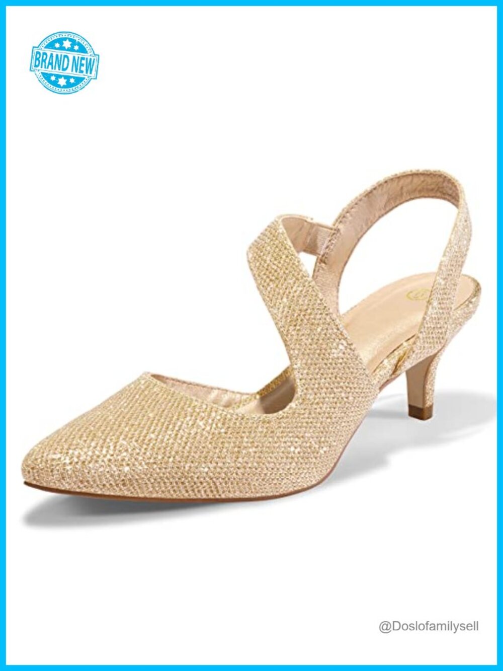 Women's 2 Inch Kitten Heel Slingback Pumps Pointed Toe Cushioned Dress Shoes